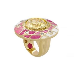 Lauren G Adams Pink & Gold Cocktail Ring Size 6 & 7